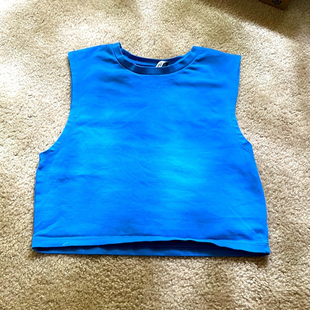 blue zara muscle tank